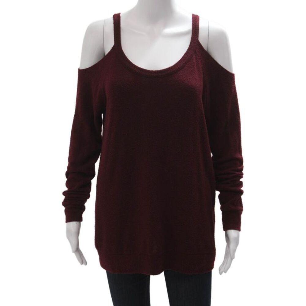 Chaser Women Pullover Sweater Red Long Sleeve Round Neck Bohemian Size M